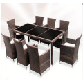 Set de muebles de comedor de mimbre negro y marrón 9PCS